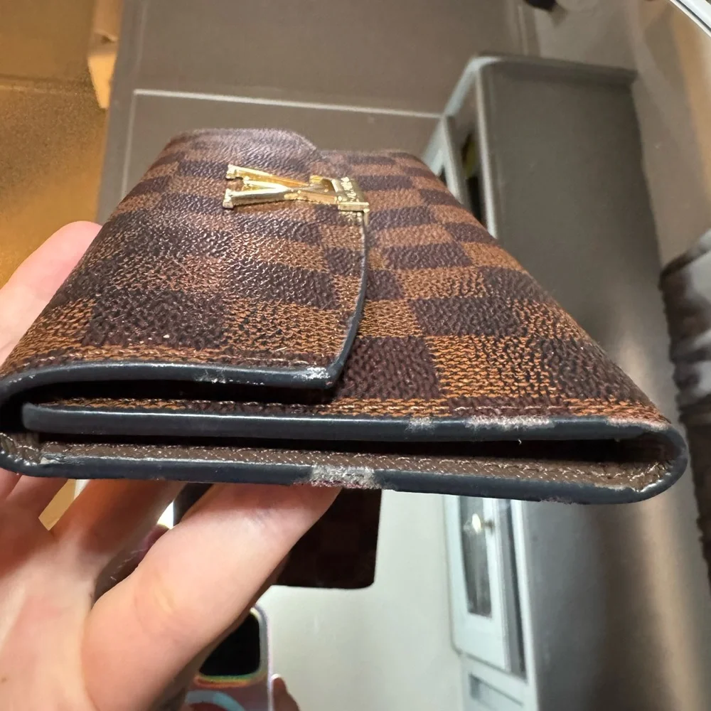 Louis Vuitton Brown Damier Ebène Long Wallet with Gold LV Hardware